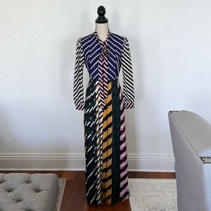 Mary Katrantzou Multi Colored Duritz Bow Tie Maxi Dress Size 6